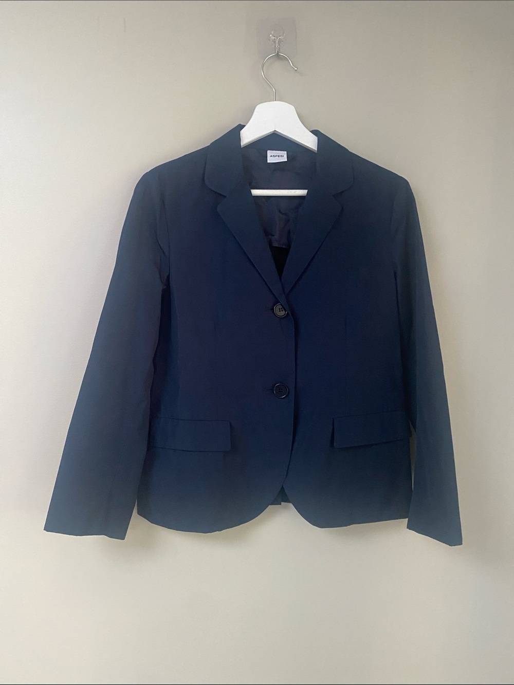 Aspesi Women's Dark Navy Two-Button fitted cotton Blazer size 40 US8